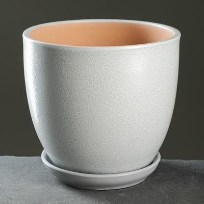 Горшок для цветов «Антик», 2.5 л, d=19 см, h=18 см, керамика, с поддоном, серый