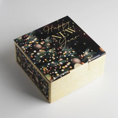Коробка подарочная новогодняя складная Present, 15×15×7 см, Новый год