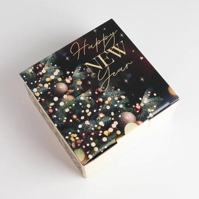 Коробка подарочная новогодняя складная Present, 15×15×7 см, Новый год