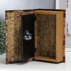 Сейф-книга дерево, кожзам "Старые карты и золотой компас" 21х13х5 см - фото 9305009