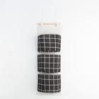 Органайзер подвесной с карманами Доляна «Клетка», 3 отделения, 57×19 см, цвет чёрный - Фото 1