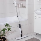 Швабра для мытья пола с распылителем и щёткой, насадка из микрофибры 41×14 см, стальной черенок 120 см, цвет белый - Фото 1