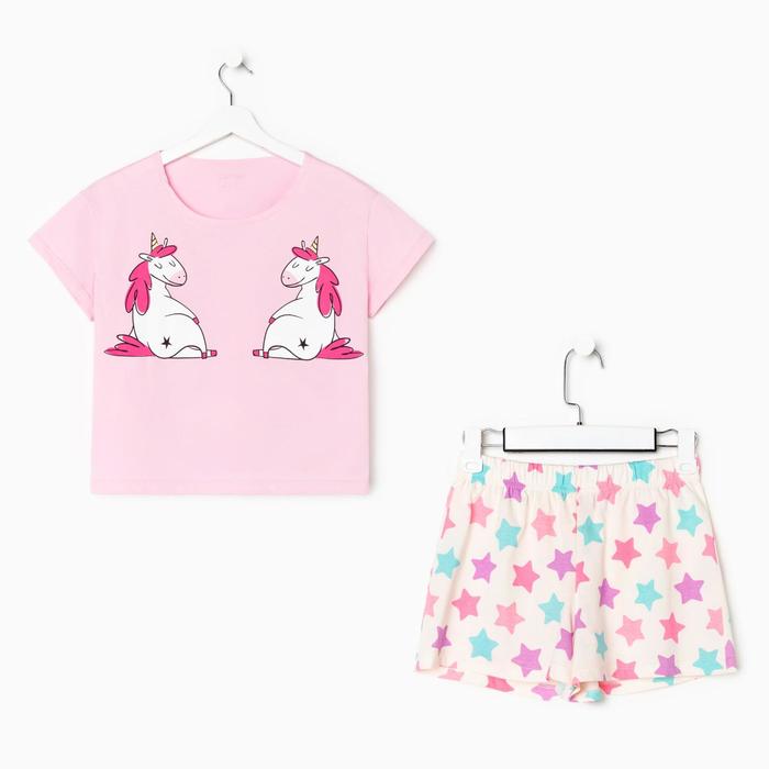Пижама женская (футболка, шорты) KAFTAN Unicorns, размер 48-50
