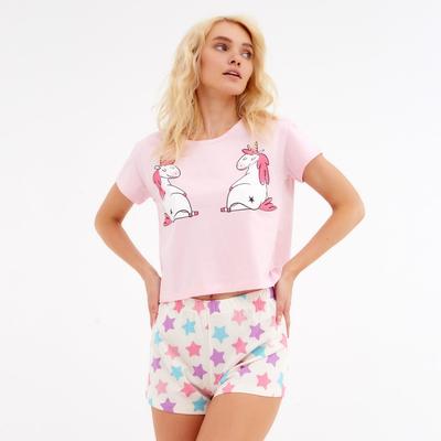 Пижама женская: футболка, шорты, KAFTAN Unicorns, размер 48-50