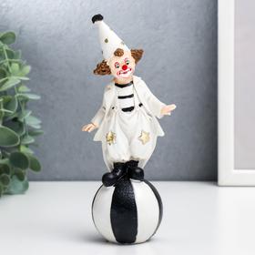 Сувенир полистоун "Клоун в колпаке на шаре" чёрно-белый с золотом 18х5,5х7,5 см