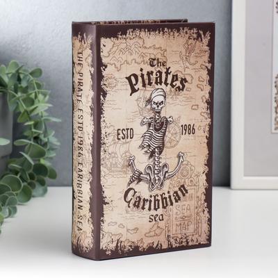 Шкатулка книга - сейф «Пираты. Карибское море», дерево, искусственная кожа, 21×13×5 см