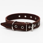 Ошейник однослойный, безразмерный, 56×2.5 см, ОШ 17-44 см, кожа, коричневый - Фото 3