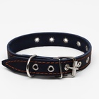 Ошейник кожаный однослойный, безразмерный, 56 х 2.5 см, ОШ 17-44 см, синий - Фото 3