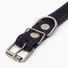 Ошейник кожаный однослойный, безразмерный, 56 х 2.5 см, ОШ 17-44 см, синий - Фото 5