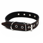 Ошейник кожаный на синтепоне, безразмерный, 54×2.5 см, ОШ 19-47 см, чёрный - Фото 3