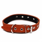 Ошейник кожаный на синтепоне, безразмерный, 54 х 2,5 см, ОШ 19-47 см, оранжевый - Фото 3