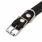 Ошейник кожаный на синтепоне, 56 х 2.5 см, ОШ 35-45 см, чёрный - фото 24058705