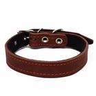 Ошейник кожаный на синтепоне, 56×2.5 см, ОШ 35-45 см, коричневый - Фото 2
