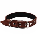 Ошейник кожаный на синтепоне, 56×2.5 см, ОШ 35-45 см, коричневый - Фото 3