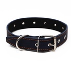 Ошейник кожаный на синтепоне, безразмерный, 71 х 3,5 см, ОШ 29-62 см, синий - Фото 3