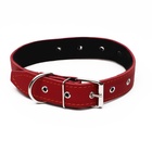 Ошейник кожаный на синтепоне, безразмерный, 71 х 3,5 см, ОШ 29-62 см, красный - Фото 3