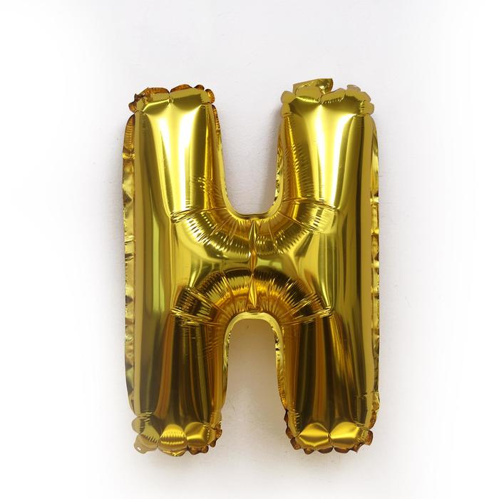 Шар фольгированный 16 «Буква Н», золото