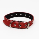 Ошейник кожаный на синтепоне, безразмерный, 45×2 см, ОШ 18-39 см, красный - Фото 3
