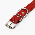 Ошейник кожаный на синтепоне, безразмерный, 45×2 см, ОШ 18-39 см, красный - Фото 5