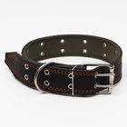 Ошейник комбинированный кожа/брезент, безразмерный, 83×4.5 см, ОШ 20-70 см, чёрный - Фото 3