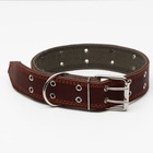 Ошейник комбинированный кожа/брезент, безразмерный, 83×4.5 см, ОШ 20-70 см, коричневый - Фото 3