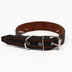 Ошейник кожаный «Строгий шип», 65×3 см, ОШ 40-55 см, чёрный - Фото 3