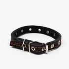 Ошейник кожаный на синтепоне, безразмерный, 37 х 1.5 см, ОШ 21-31 см, чёрный - Фото 3