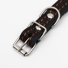 Ошейник кожаный на синтепоне, безразмерный, 37 х 1.5 см, ОШ 21-31 см, чёрный - Фото 5