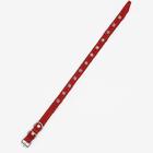 Ошейник кожаный однослойный, безразмерный, 37 х 1.5 см, ОШ 21-32 см, красный - Фото 3