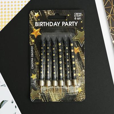 Свечи для торта Birthday party, 6 шт., 9×0.8 см