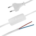 Шнур сетевой с выключателем для бра, 1,5 м, ШВВП 2 х 0.5 мм2, белый - фото 1604878