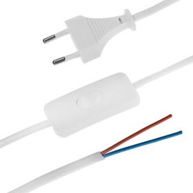 Шнур сетевой с выключателем для бра, 1,5 м, ШВВП 2 х 0.5 мм2, белый