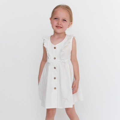 Платье на пуговицах для девочки KAFTAN: Summer cotton, белое, рост 122-128 см