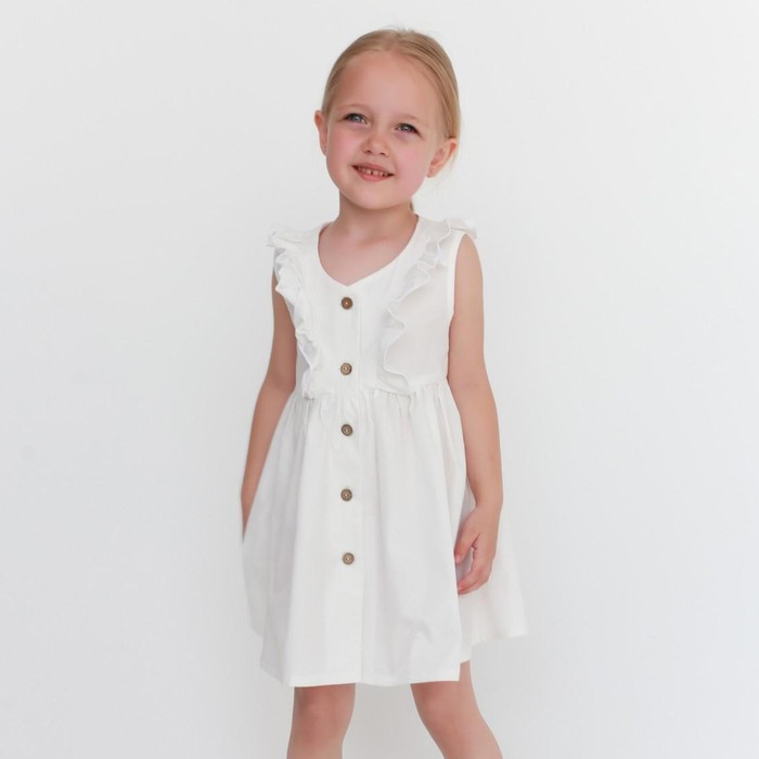 Платье на пуговицах для девочки KAFTAN: Summer cotton, белое, рост 122-128 см