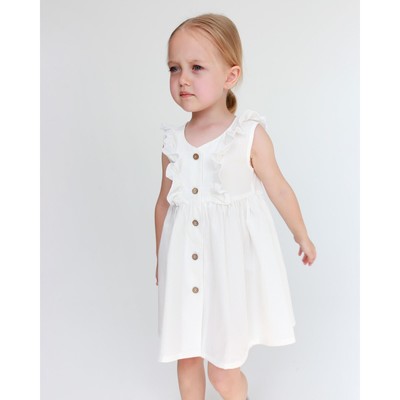 Платье на пуговицах для девочки KAFTAN: Summer cotton, белое, рост 122-128 см