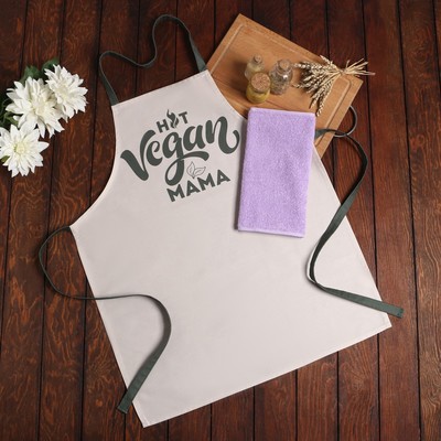 Подарочный набор «Этель» Vegan mama: фартук 70×60 см, полотенце 30×60 см, 100% хлопок