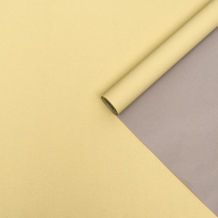 Бумага упаковочная крафтовая, двусторонняя, серая, кремовая, 0,6 х 10 м, 70 г/м² - Фото 1