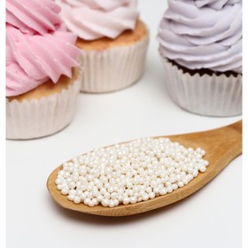 Кондитерская посыпка с мягким центром «Жемчуг»: белоснежная, 2-5 мм, 50 г (комплект 2 шт)