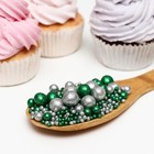 Новогодняя посыпка кондитерская с мягким центром "Блеск": зеленый, серебро 1,5 кг - Фото 2