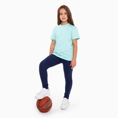 Легинсы для девочки (термо), синие, меланжи, рост 104 см