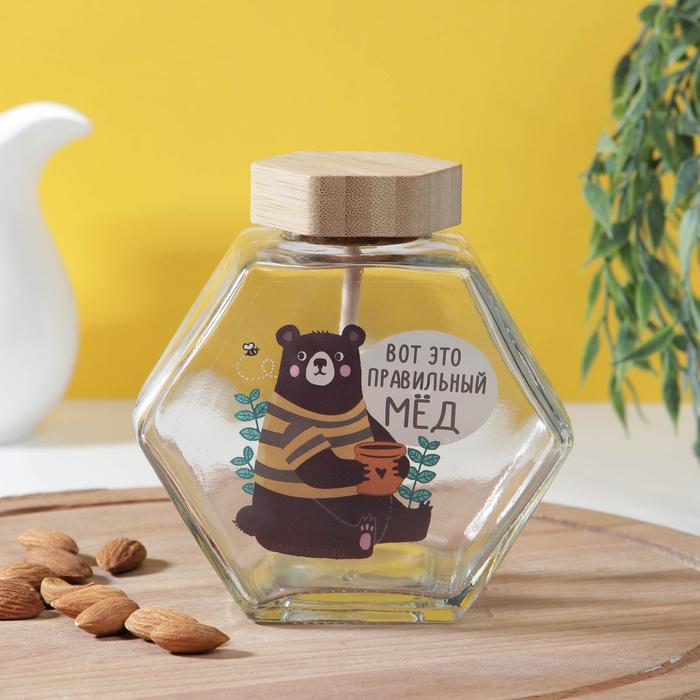 Баночка для меда «Правильный мёд», 410 мл - Фото 1