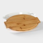 Форма для запекания BellaTenero, 1.2 л, 28.4×16.3×6.2 см, с бамбуковой крышкой, керамика, белая - Фото 5