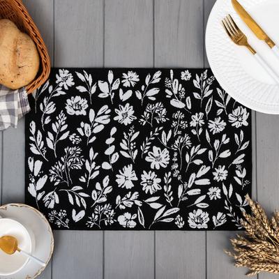 Салфетка «Этель» Flowers black, 30×45 см, (вид 1), 100% п/э, 370 г/м²