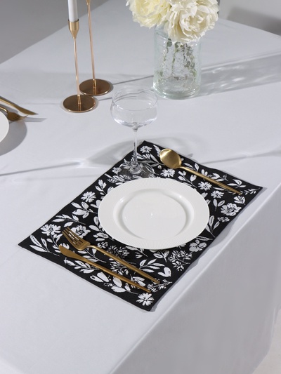 Салфетка на стол «Этель» Flowers black, 30×45 см, 370 г/м², чёрная