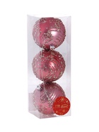 Ёлочные игрушки «Джейн пайетки», шары новогодние, d=8 см, набор 3 шт., розовый - фото 8078401