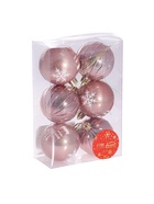 Ёлочные игрушки «Снежка», шары новогодние, d=6 см, набор 6 шт., розовый - Фото 6