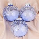 Ёлочные игрушки «Ледяной», шары новогодние, набор 3 шт., d=8 см, сиреневый - Фото 1