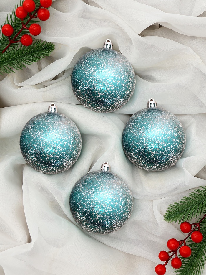 Ёлочные игрушки «Джейн космос», шары новогодние, d=8 см, 4 шт., изумрудный - Фото 1