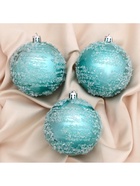 Ёлочные игрушки «Джейн», шары новогодние, набор 3 шт., d=8 см, голубой - Фото 2