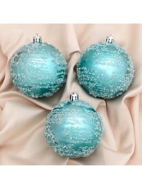 Ёлочные игрушки «Джейн», шары новогодние, набор 3 шт., d=8 см, голубой